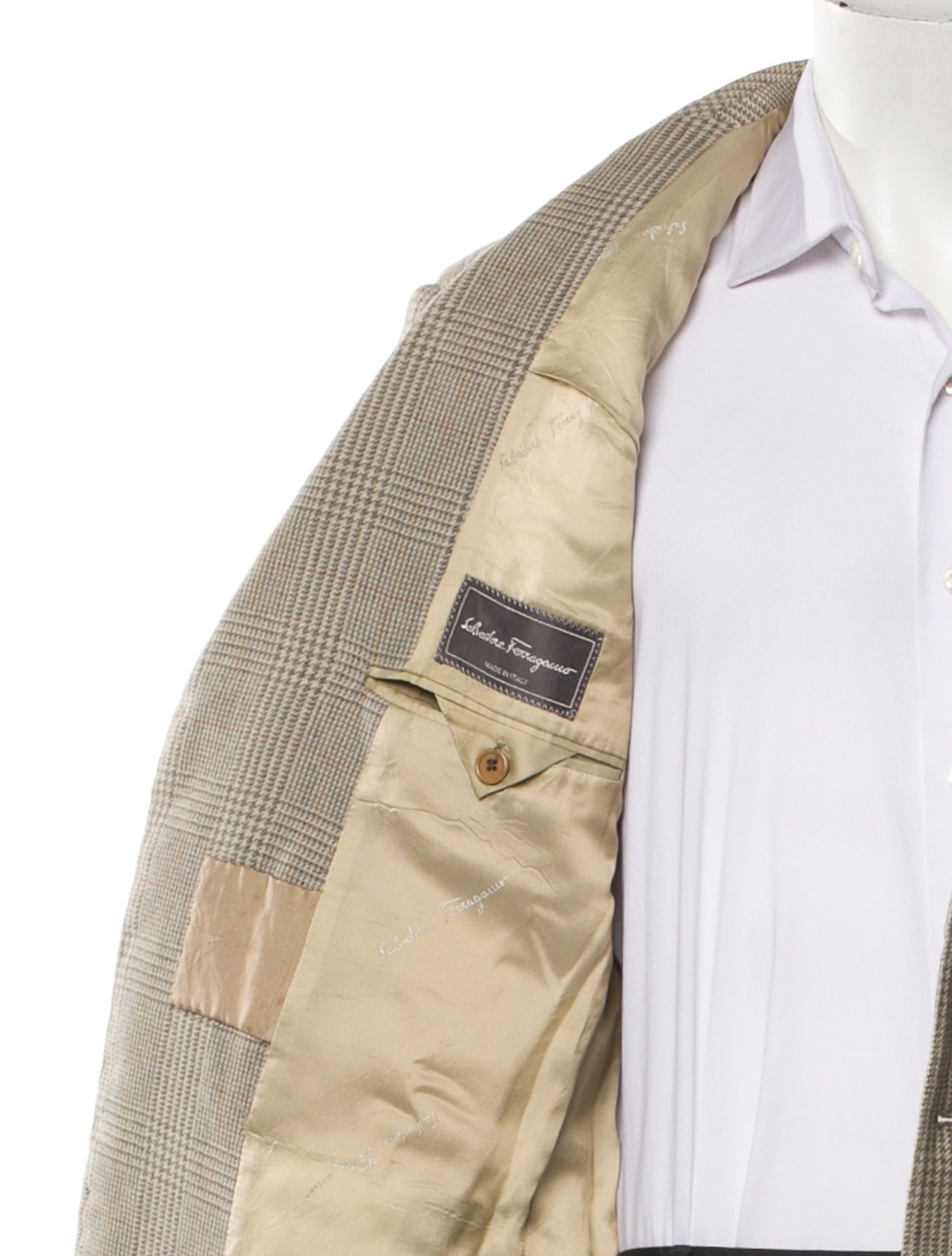 Salvatore Ferragamo Cashmere Houndstooth Print Blazer