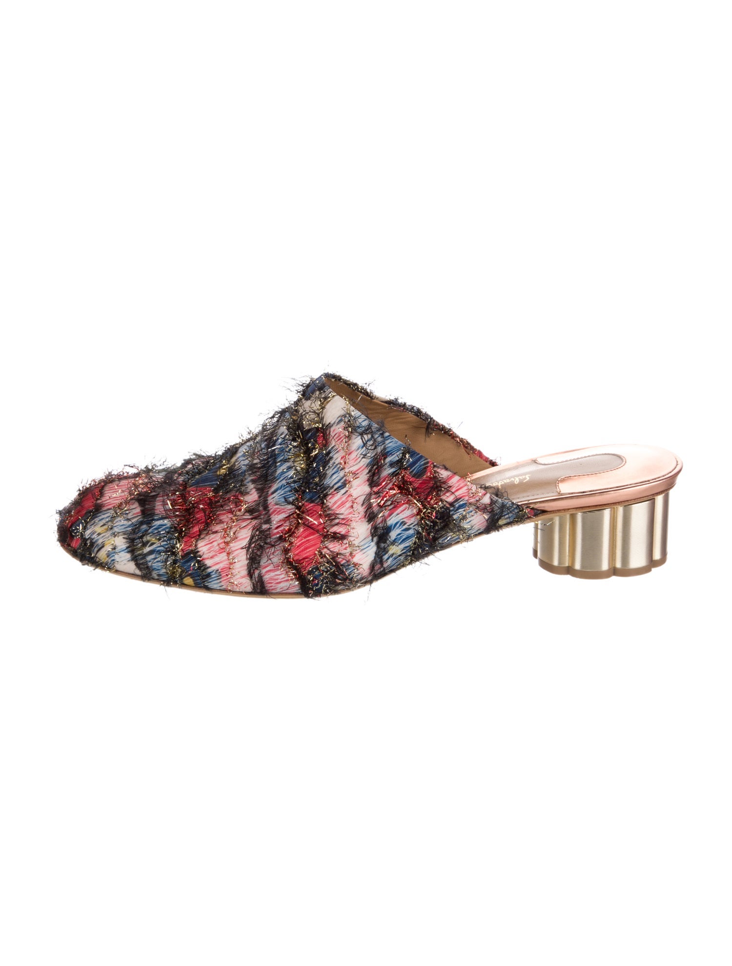 Salvatore Ferragamo Tweed Printed Mules