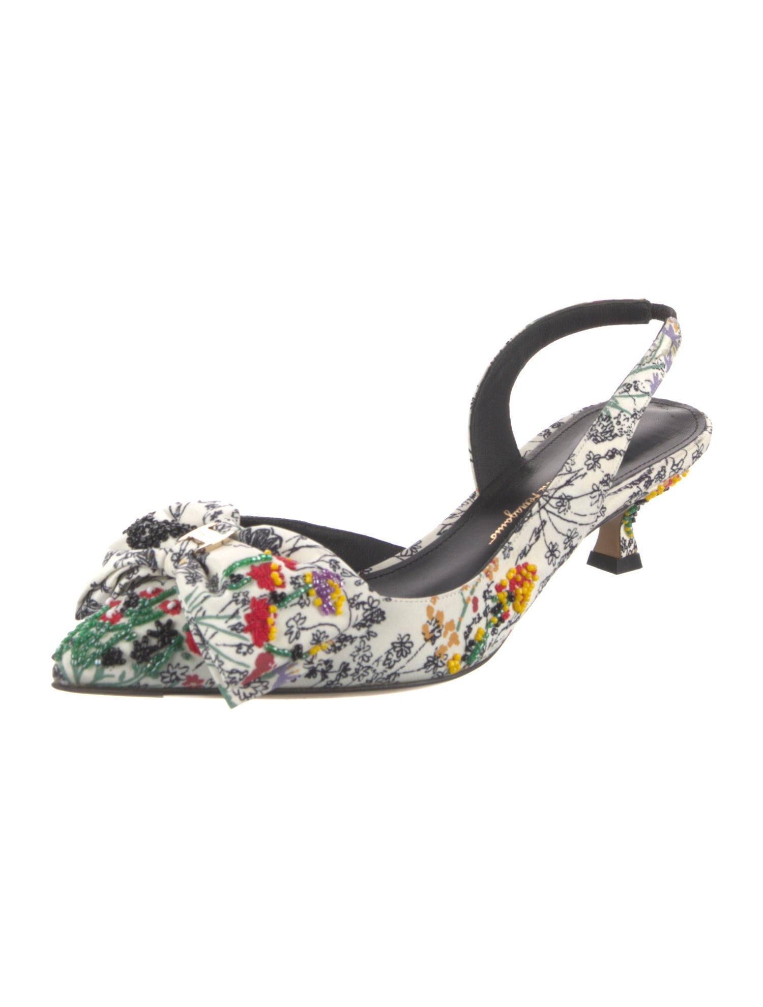 Salvatore Ferragamo Gancini Logo Bow Accents Slingback Pumps