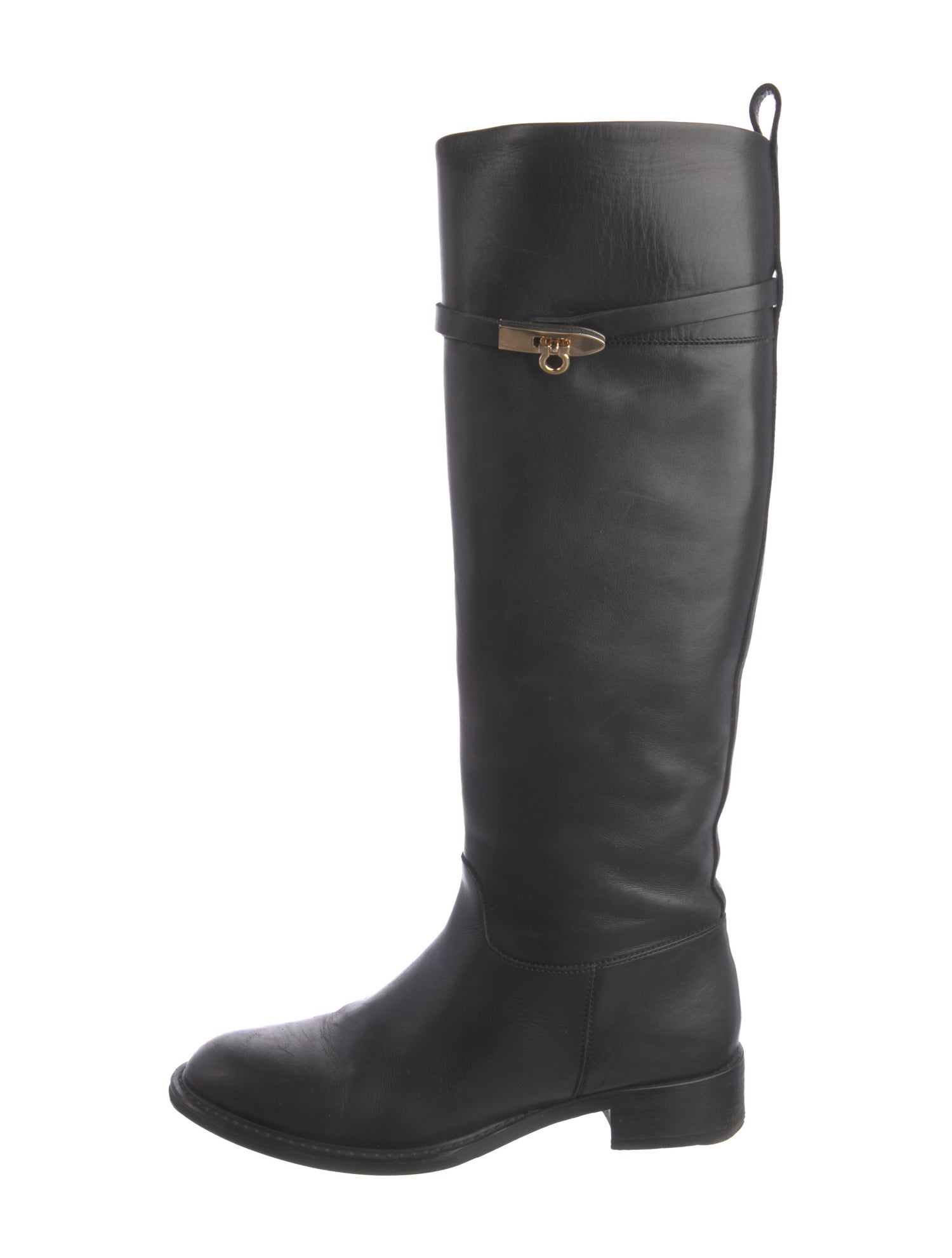Salvatore Ferragamo Gancini Logo Leather Riding Boots