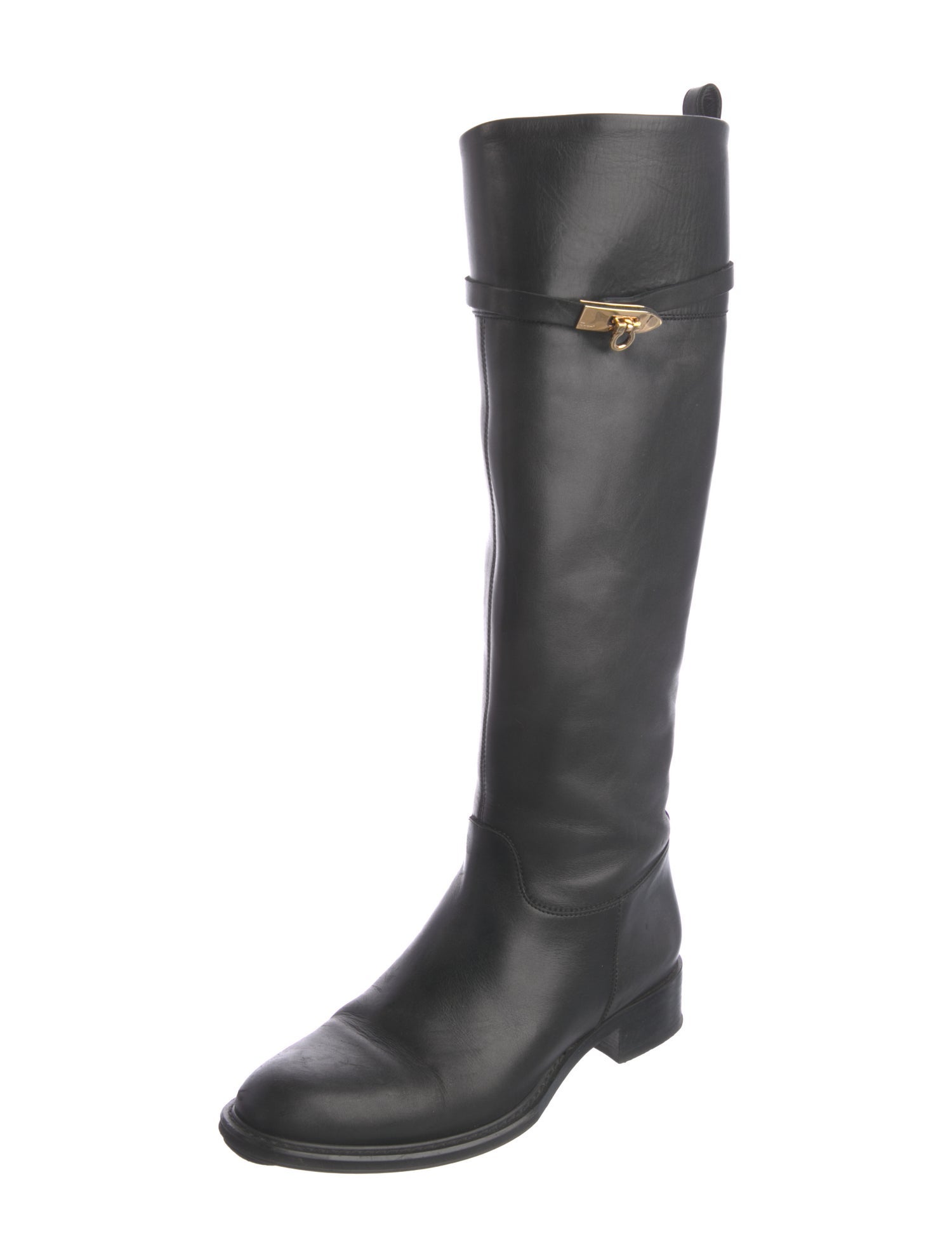 Salvatore Ferragamo Gancini Logo Leather Riding Boots