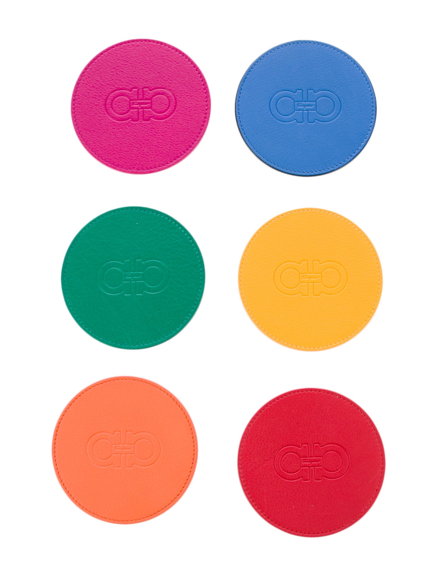 Salvatore Ferragamo Set of 6 Leather Coasters