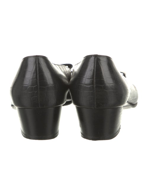 Salvatore Ferragamo Embossed Leather Bow Accents Pumps