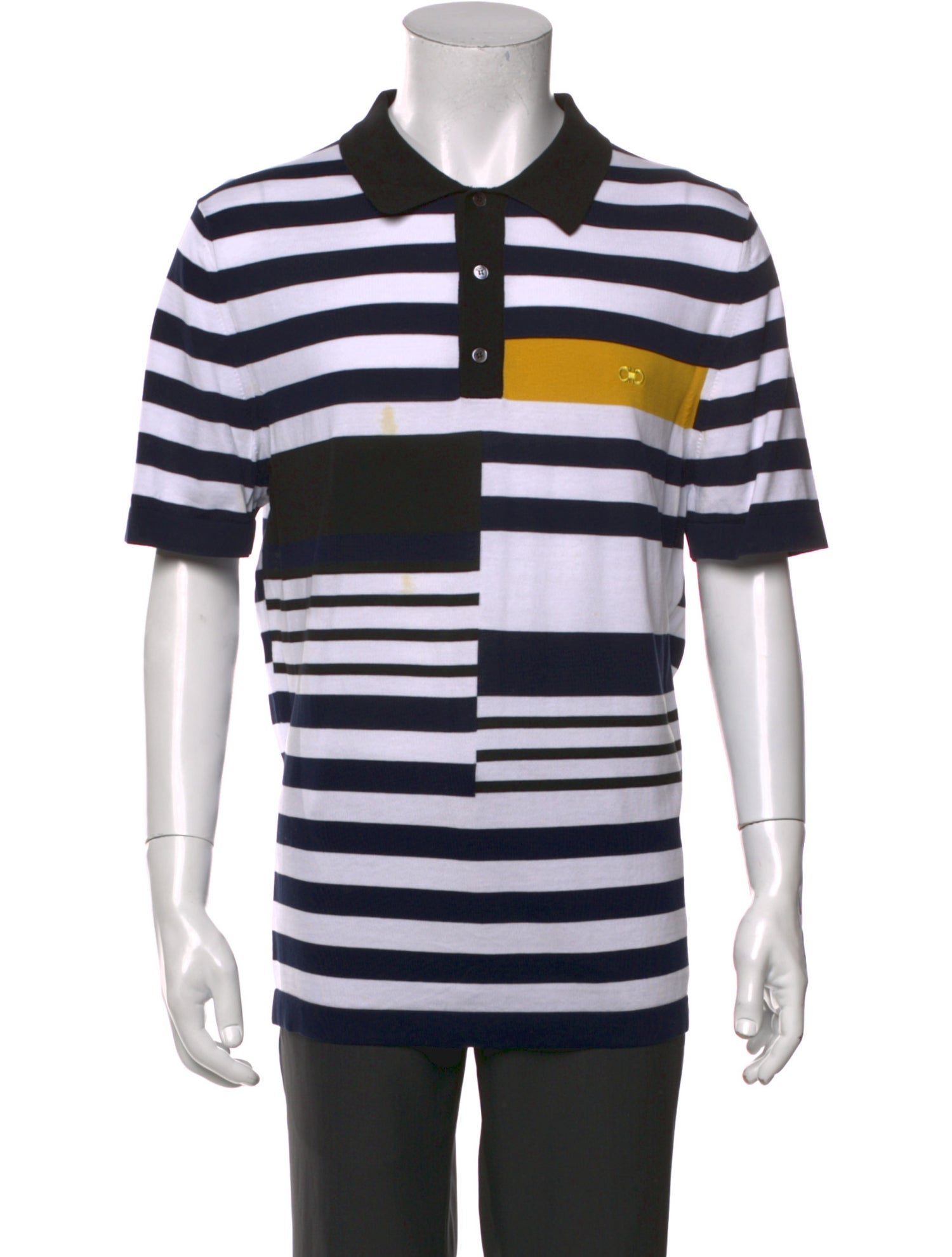 Salvatore Ferragamo Striped Collar Polo Shirt