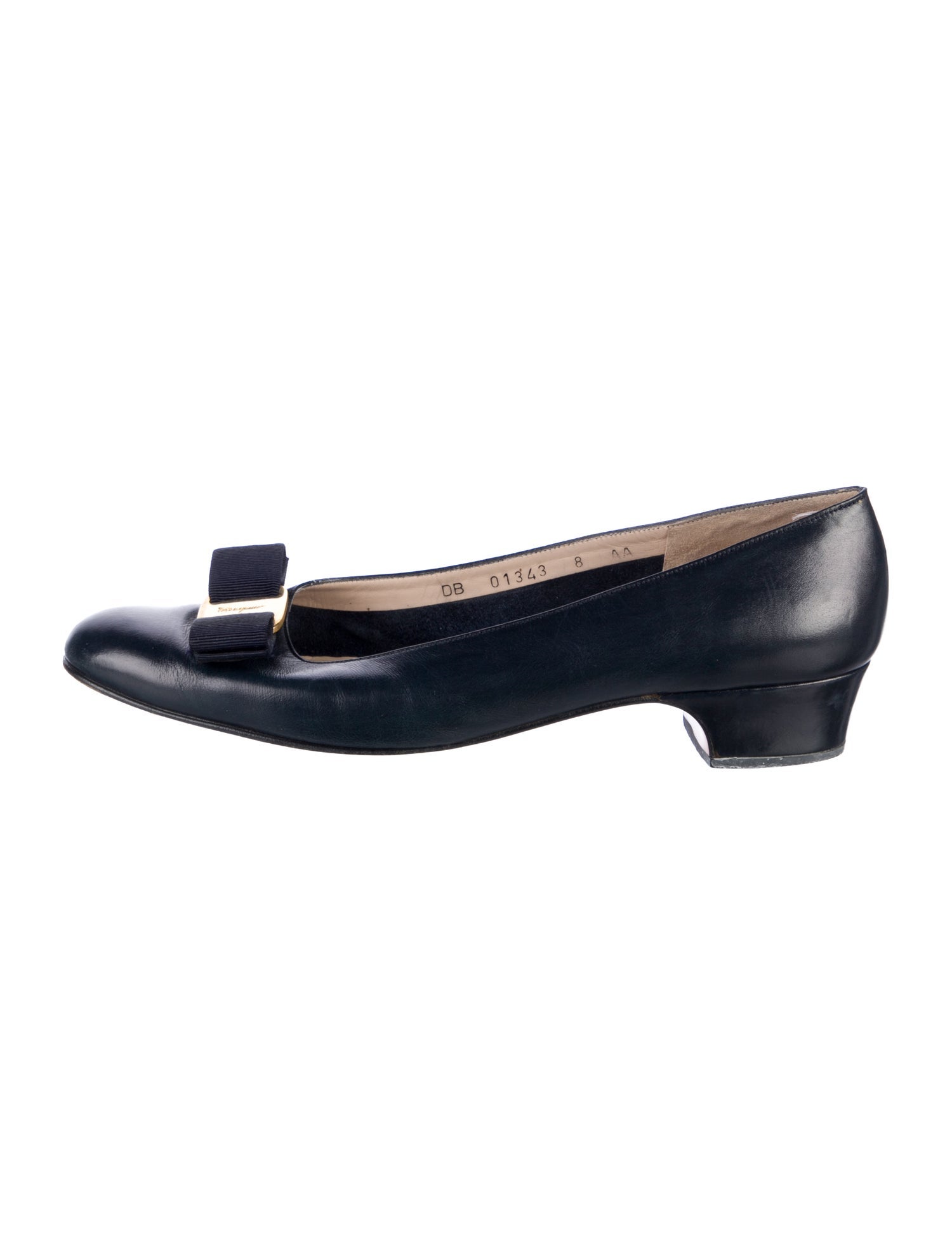 Salvatore Ferragamo Leather Bow Accents Pumps