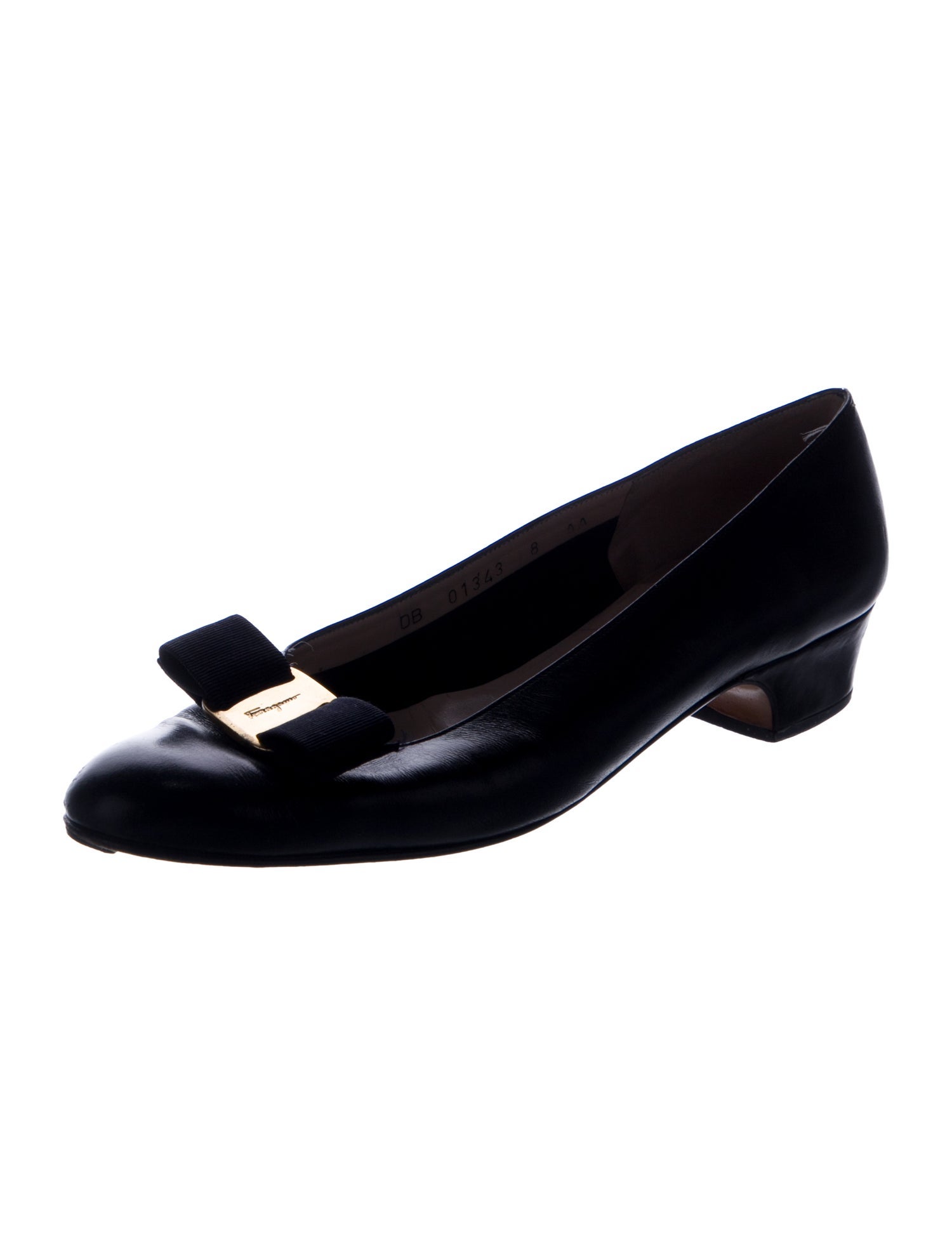 Salvatore Ferragamo Leather Bow Accents Pumps