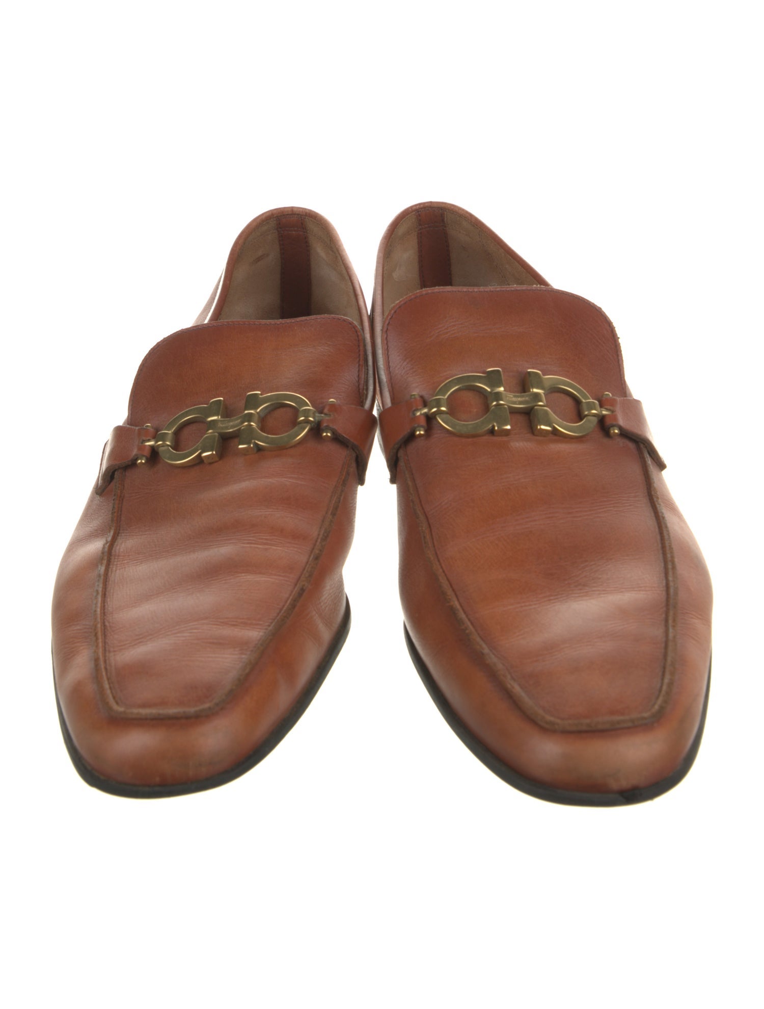 Salvatore Ferragamo Gancini Logo Leather Dress Loafers