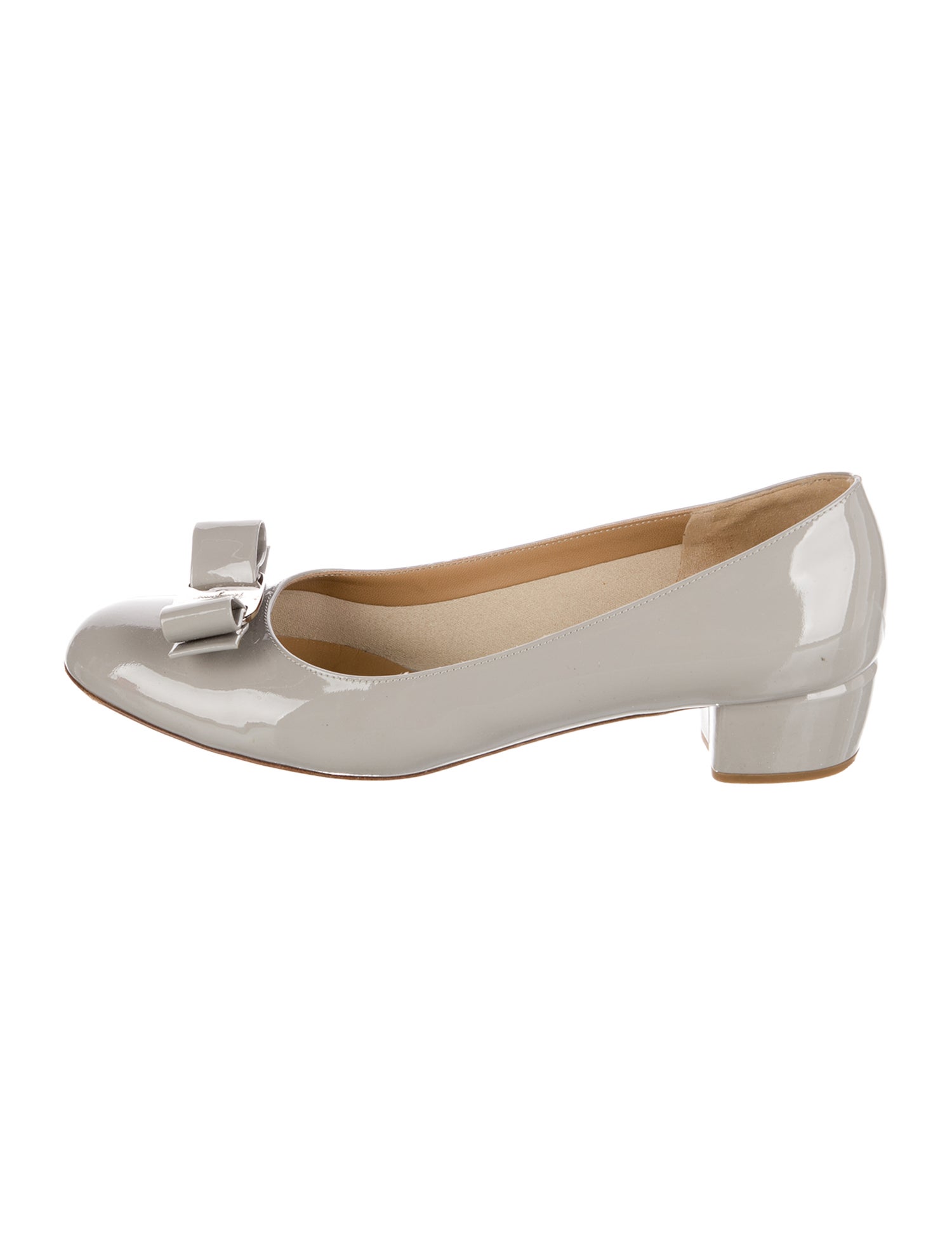 Salvatore Ferragamo Patent Leather Bow Accents Pumps