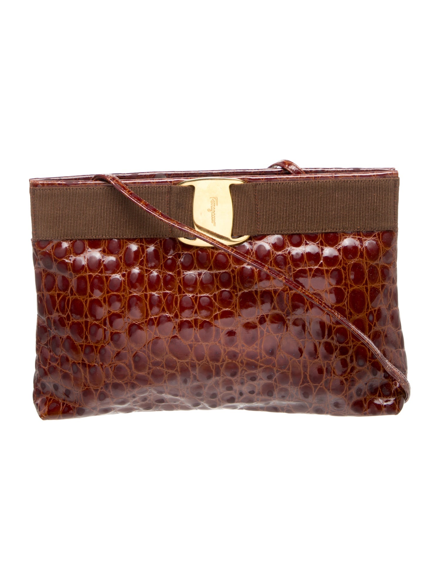 Salvatore Ferragamo Embossed Leather Clutch Vintage