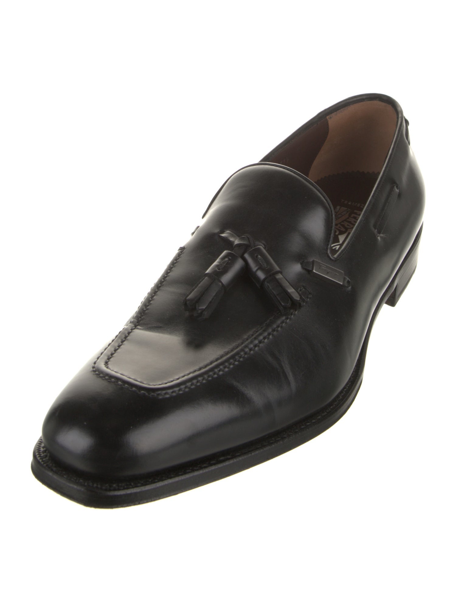 Salvatore Ferragamo Leather Tassel Accents Dress Loafers