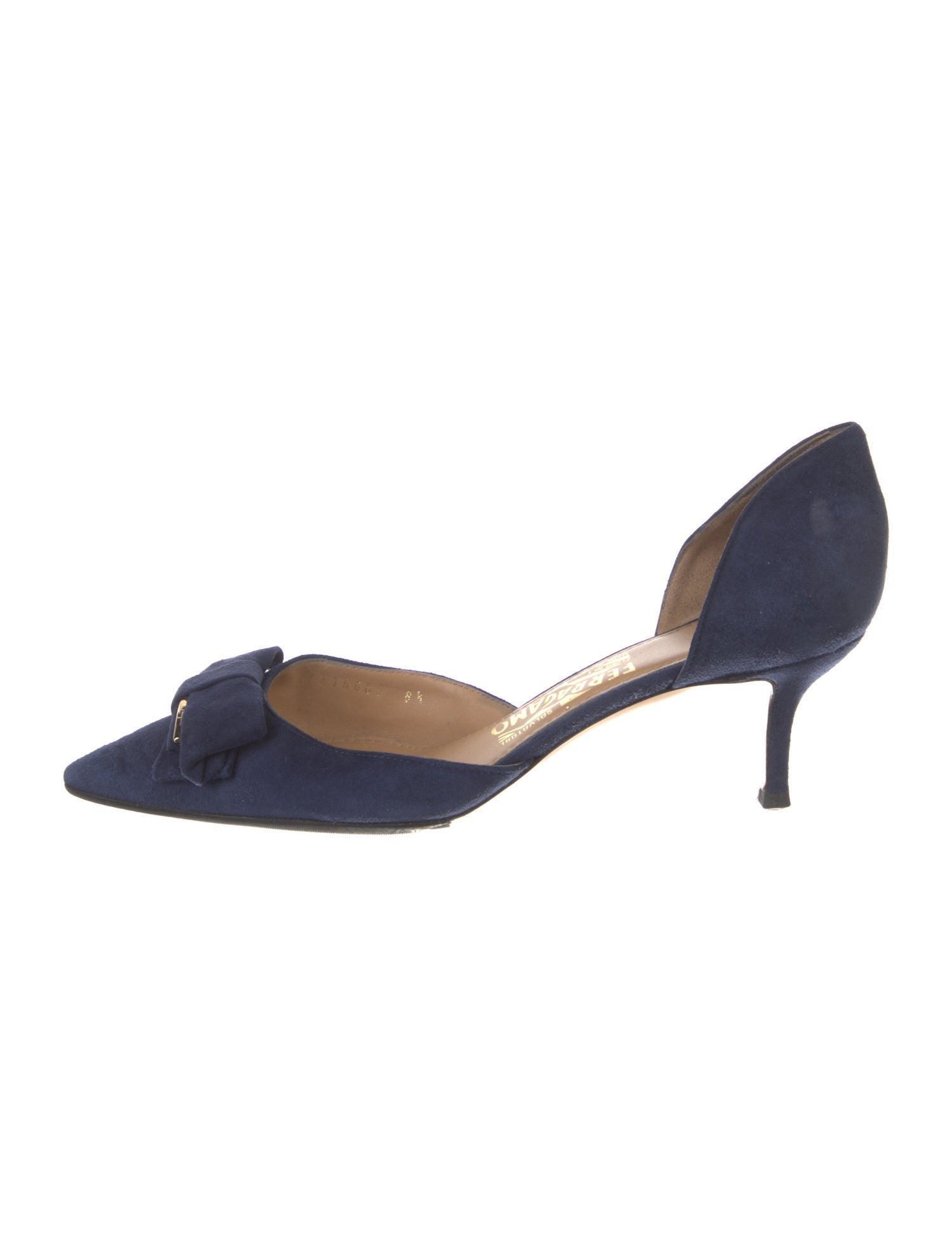 Salvatore Ferragamo Vara Bow Accent Suede D'Orsay Pumps