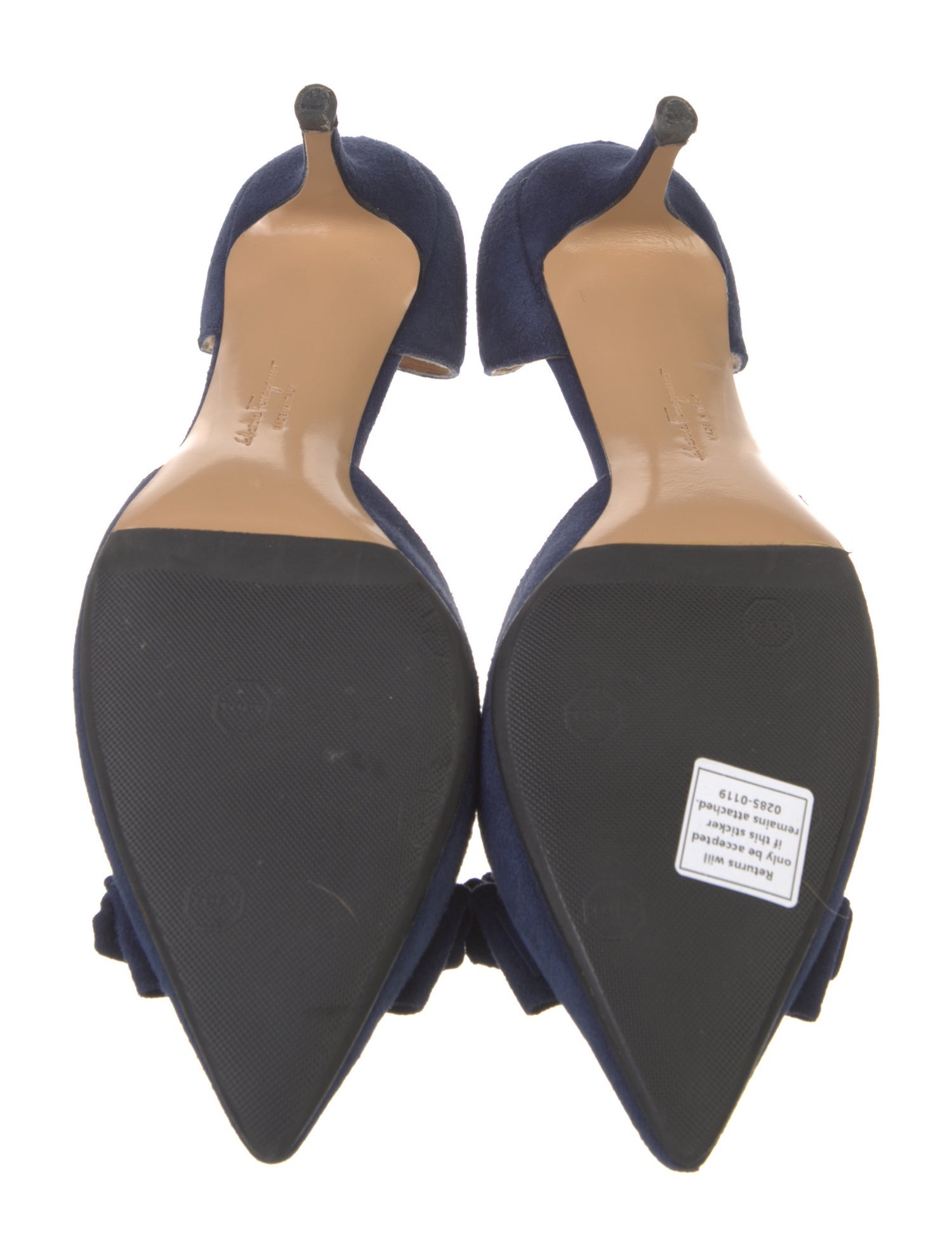 Salvatore Ferragamo Vara Bow Accent Suede D'Orsay Pumps