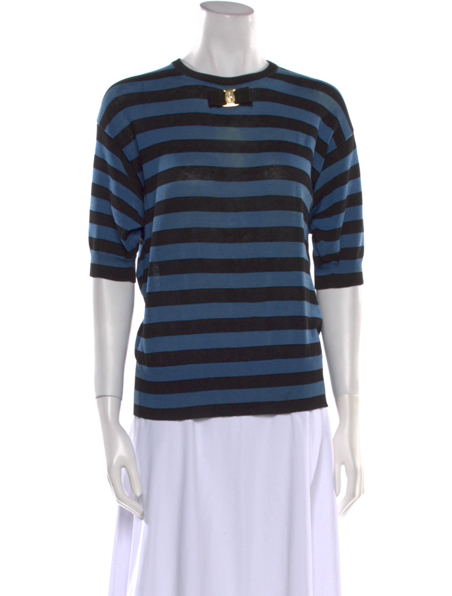 Salvatore Ferragamo Striped Crew Neck T-Shirt