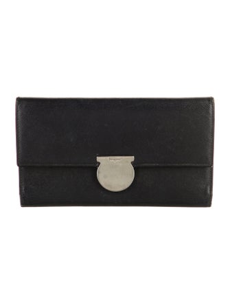 Salvatore Ferragamo Checkbook Leather Trifold Wallet