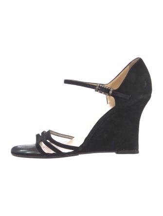 Salvatore Ferragamo Suede Crystal Embellishments Sandals