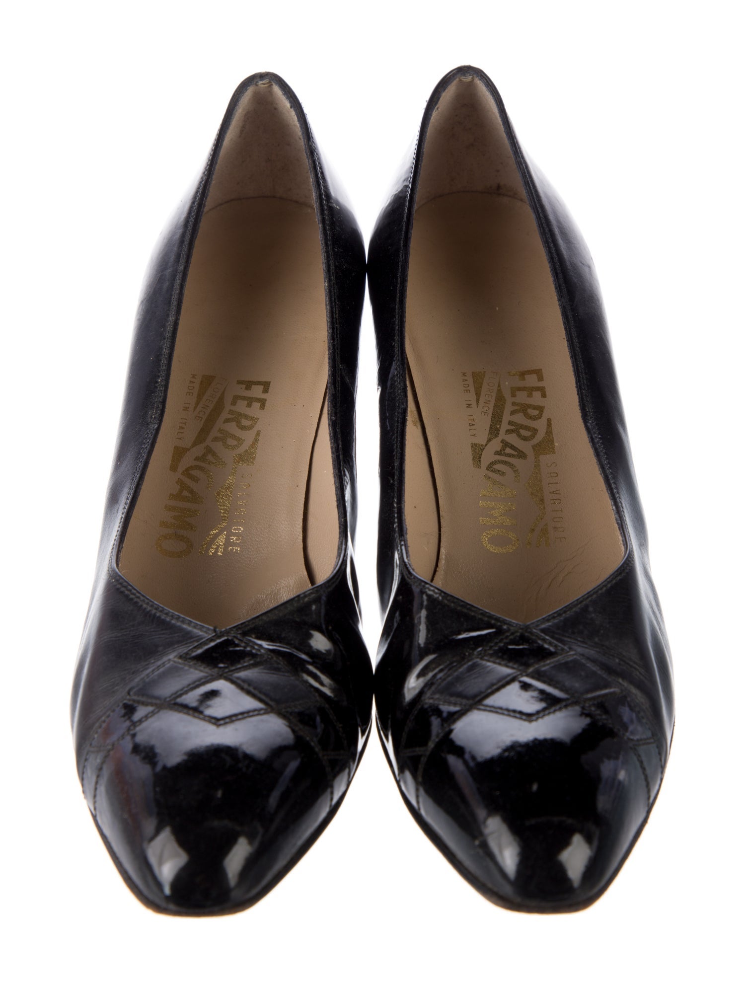 Salvatore Ferragamo Leather Crystal Embellishments Pumps