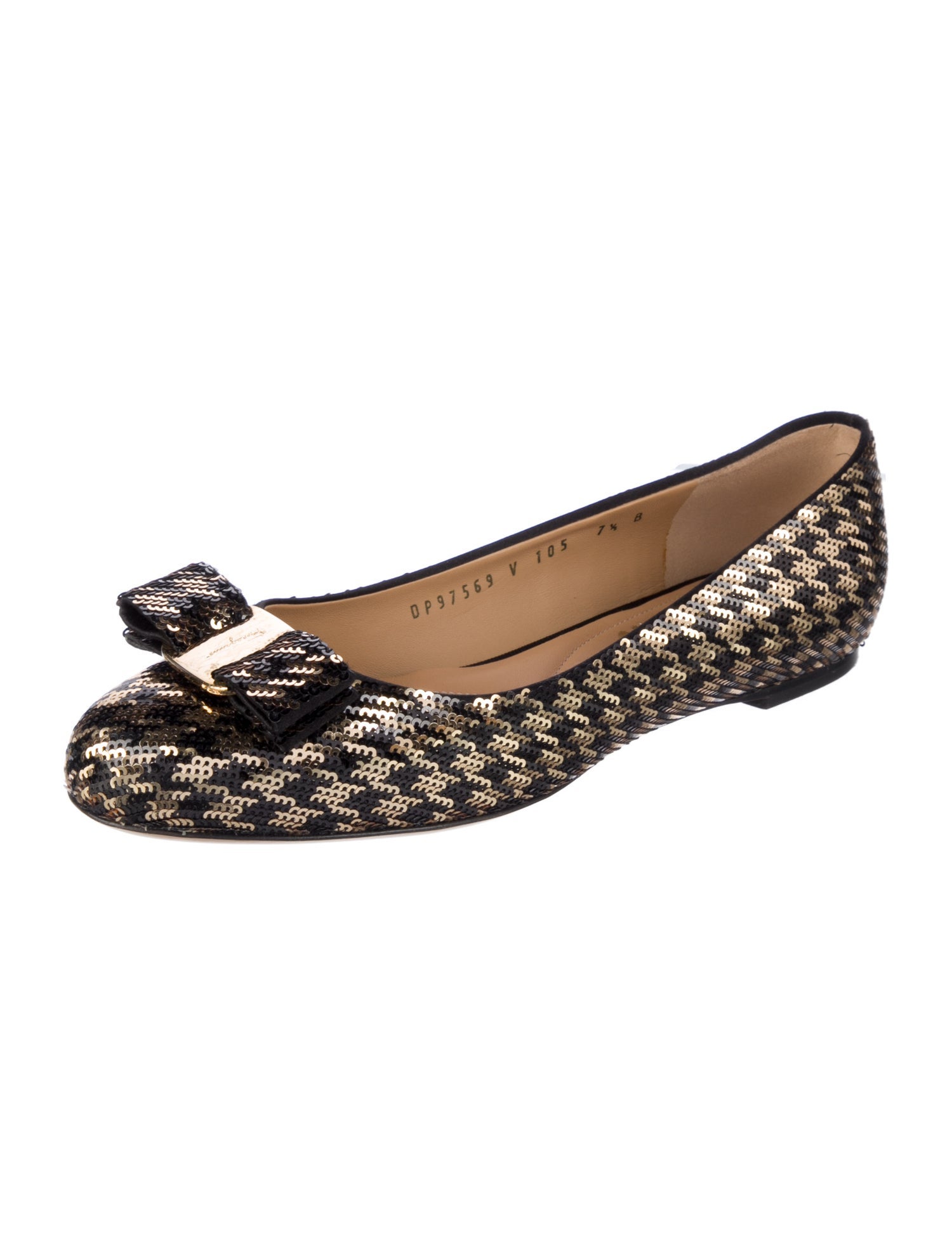 Salvatore Ferragamo Sequins Animal Print Ballet Flats