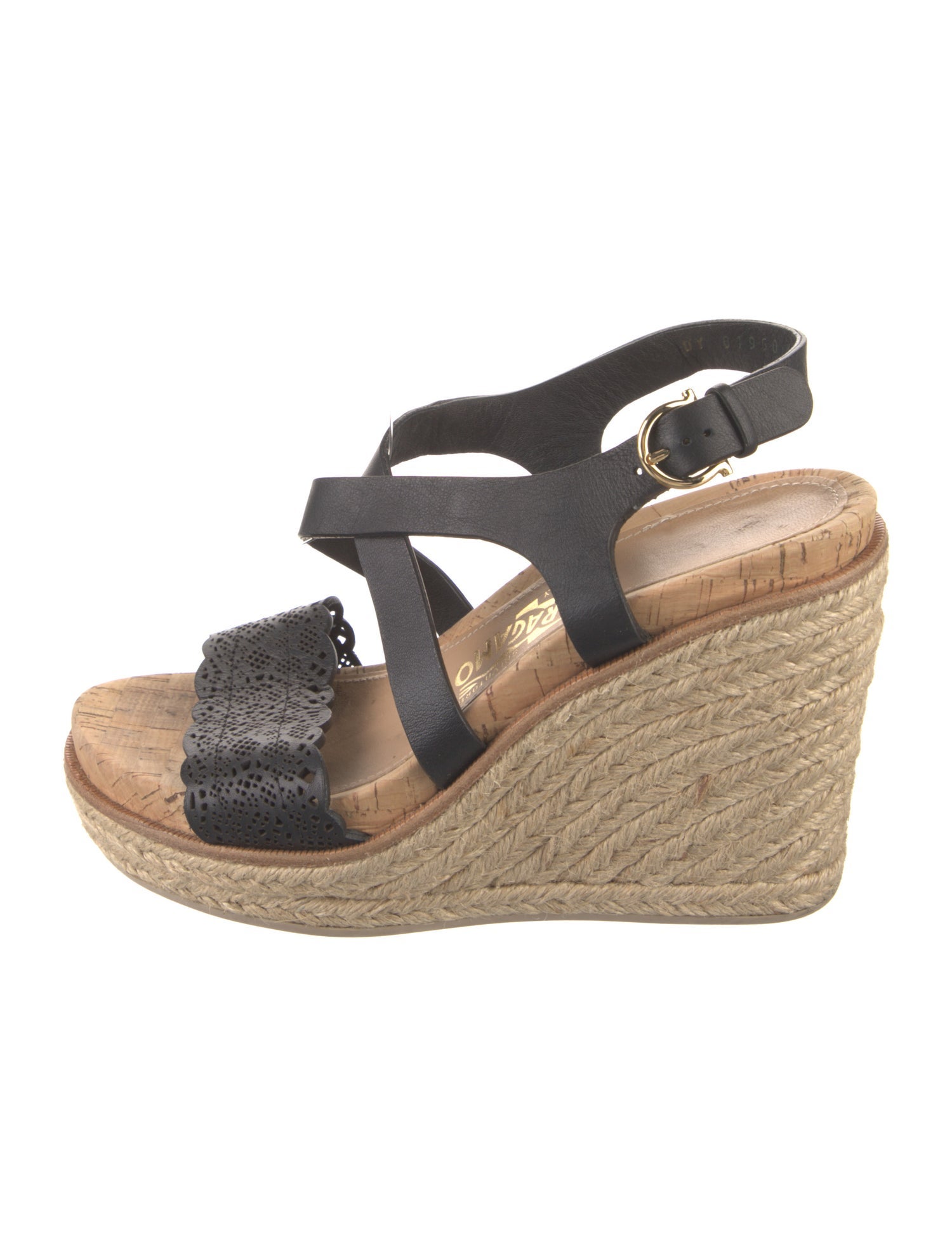 Salvatore Ferragamo Leather Lasercut Accents Espadrilles