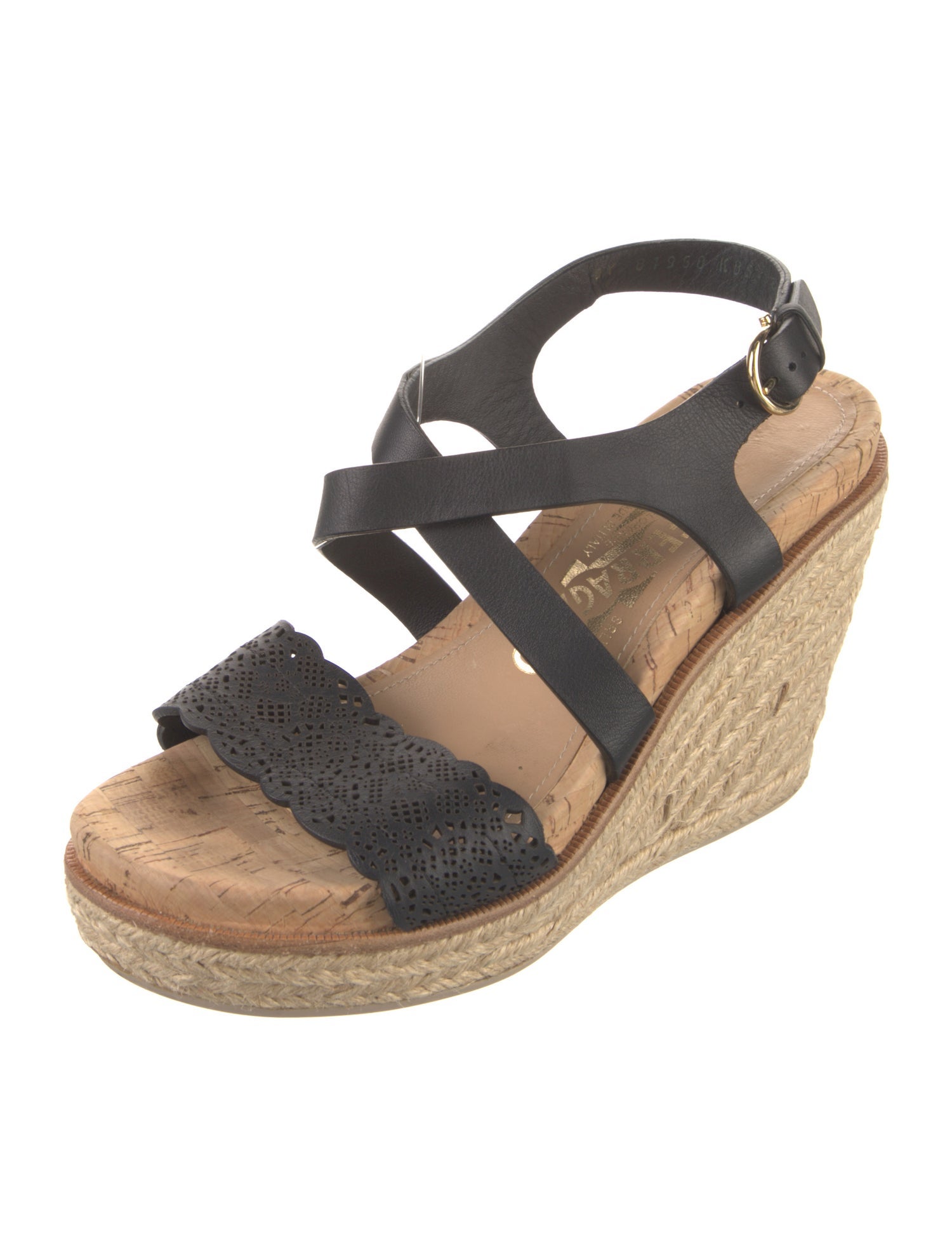 Salvatore Ferragamo Leather Lasercut Accents Espadrilles