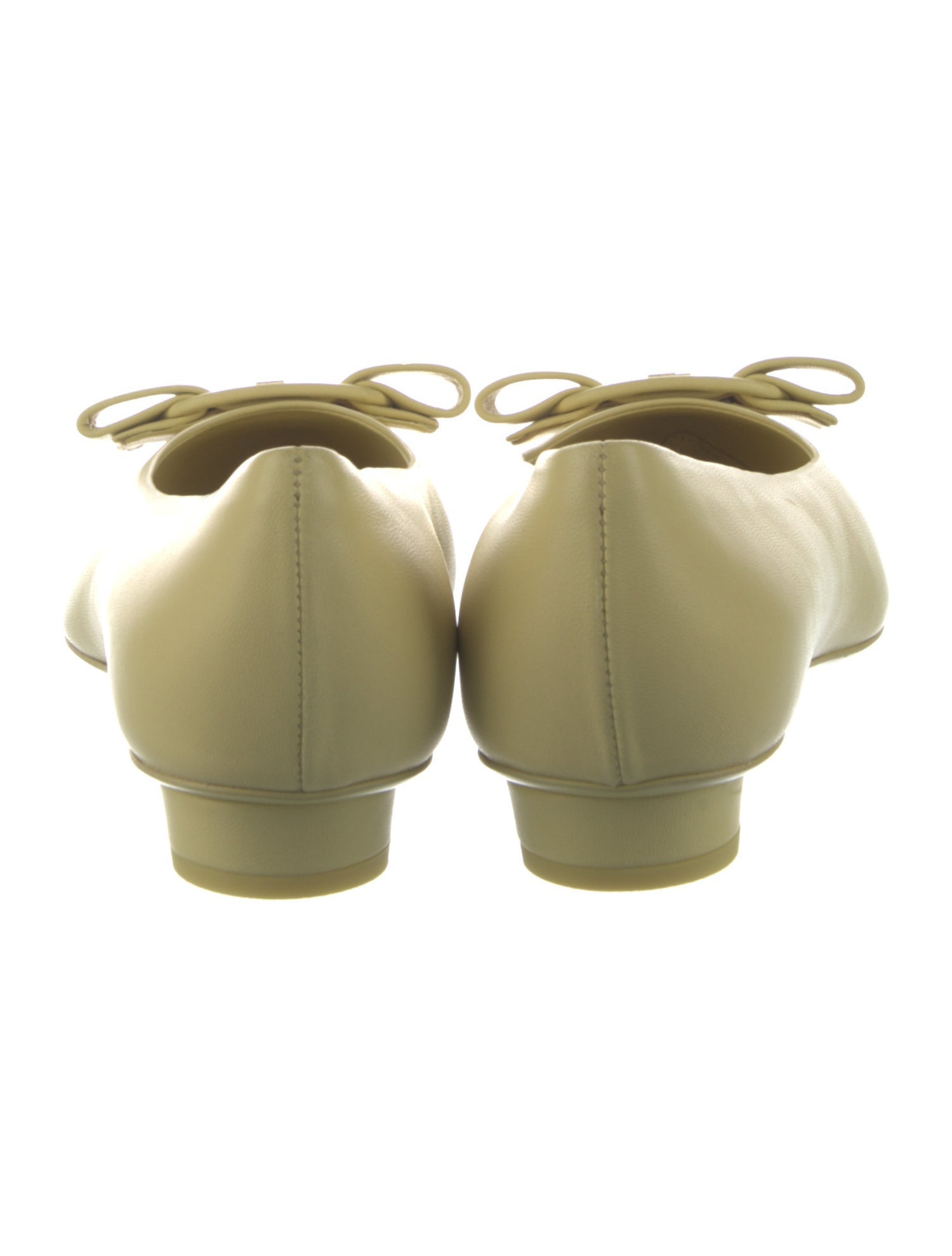 Salvatore Ferragamo Leather Bow Accents Ballet Flats