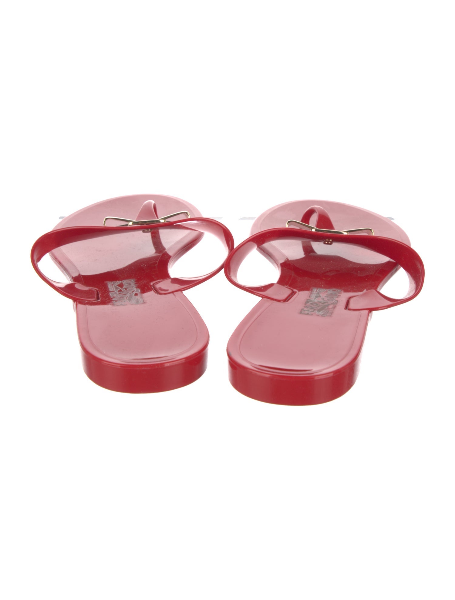 Salvatore Ferragamo Rubber Bow Accents Flip Flops