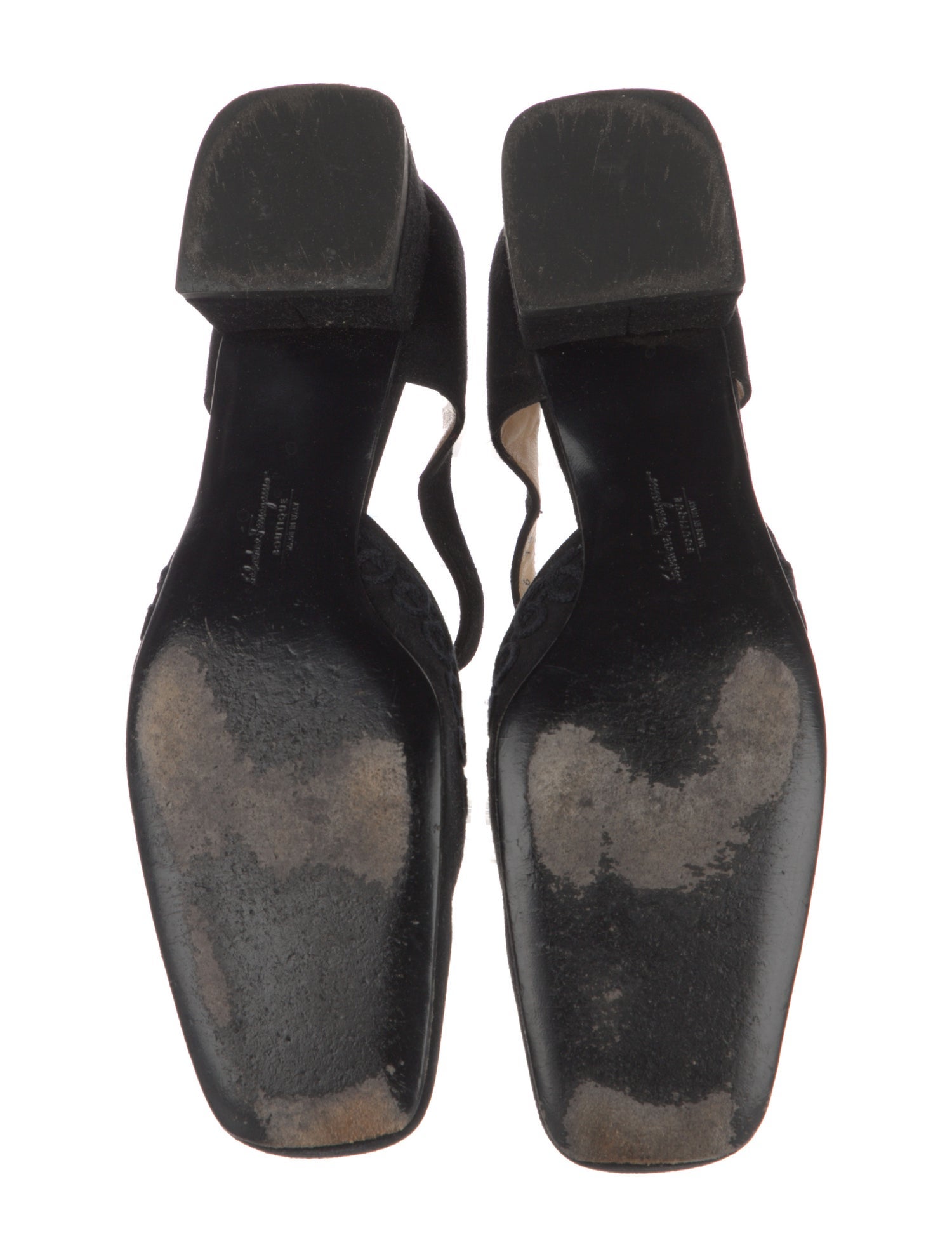 Salvatore Ferragamo Suede Embroidered Accent D'Orsay Flats