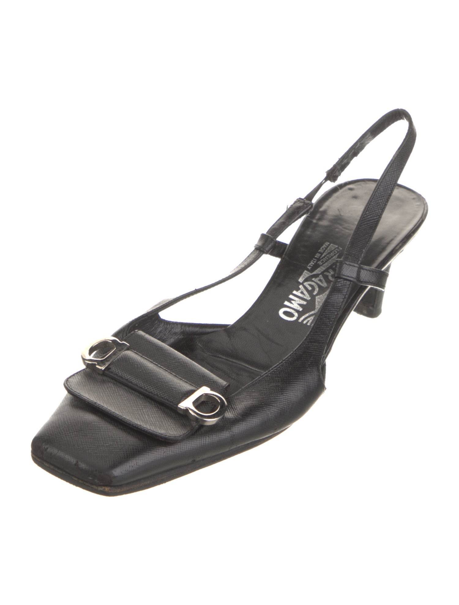 Salvatore Ferragamo Vara Bow Accent Leather Slingback Pumps