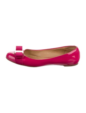 Salvatore Ferragamo Vara Bow Accent Patent Leather Ballet Flats