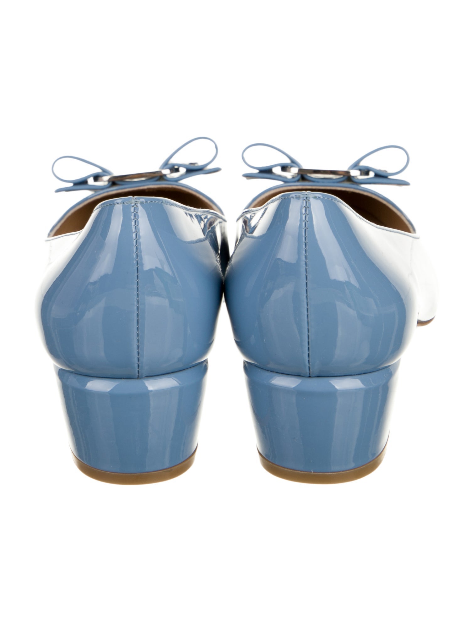 Salvatore Ferragamo Patent Leather Bow Accents Pumps