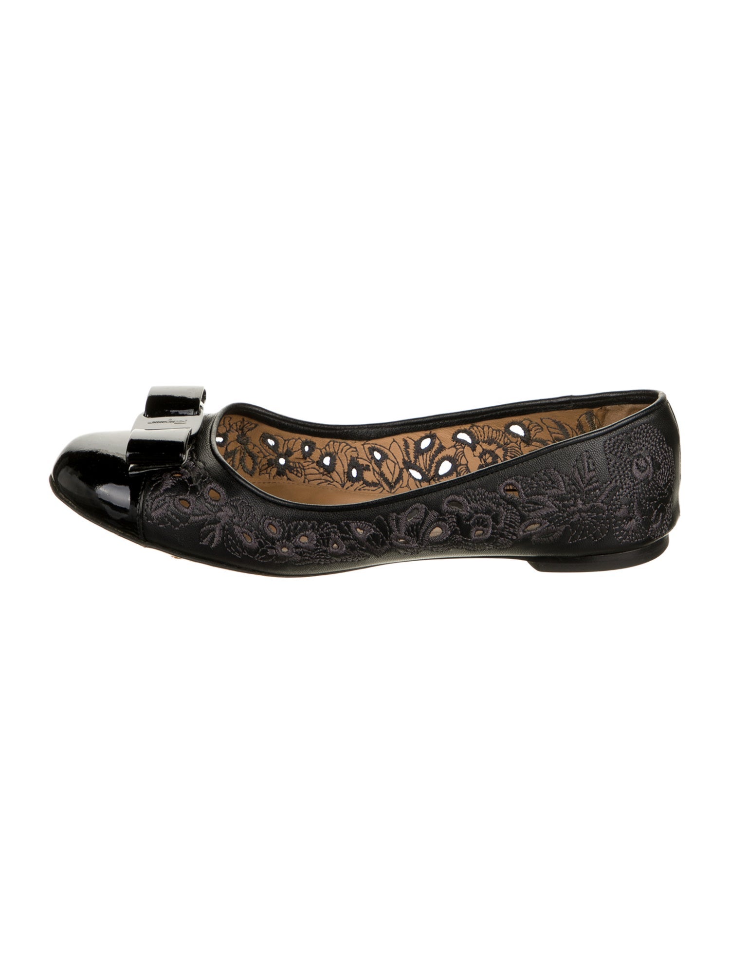 Salvatore Ferragamo Leather Printed Ballet Flats