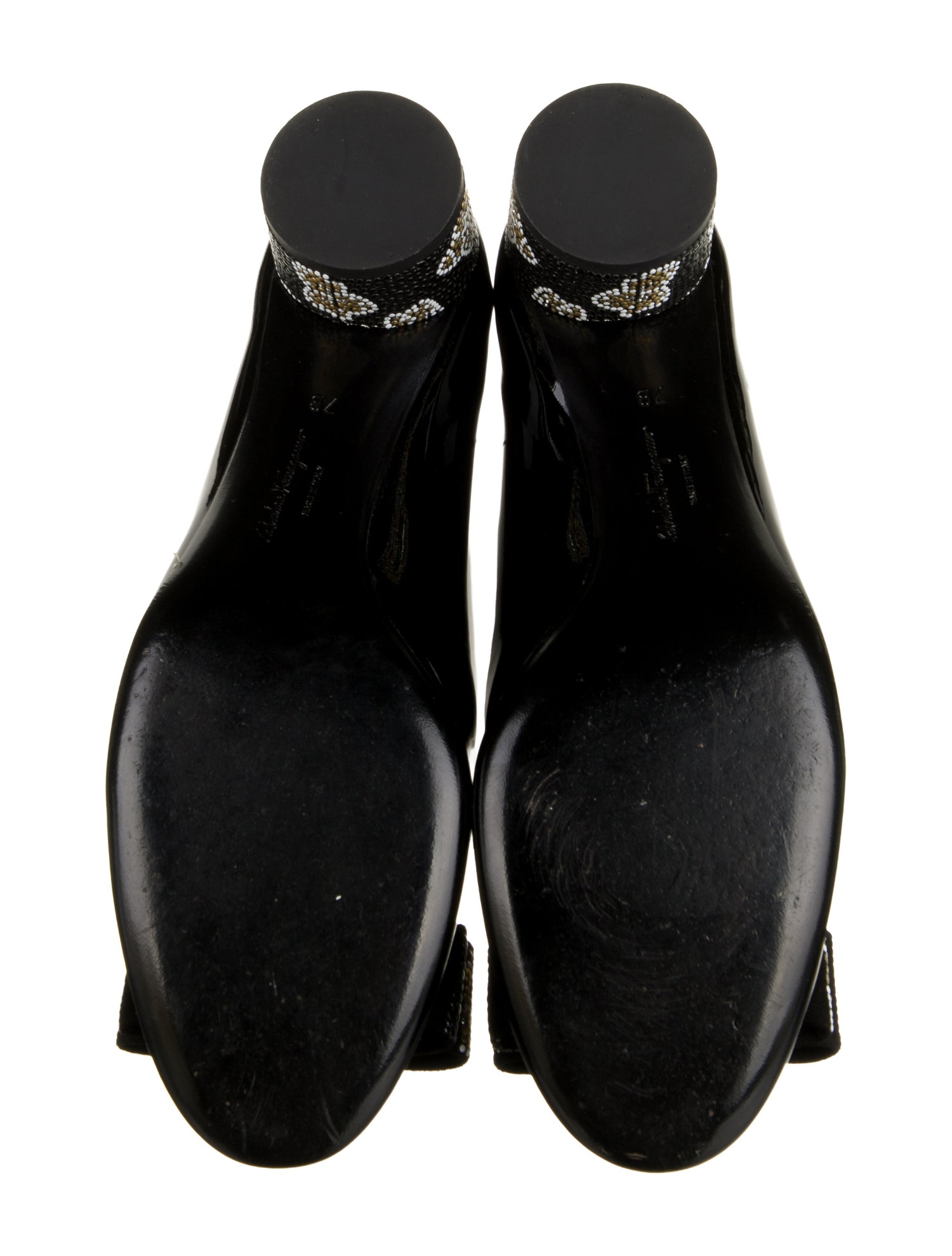 Salvatore Ferragamo Patent Leather Bow Accents Pumps