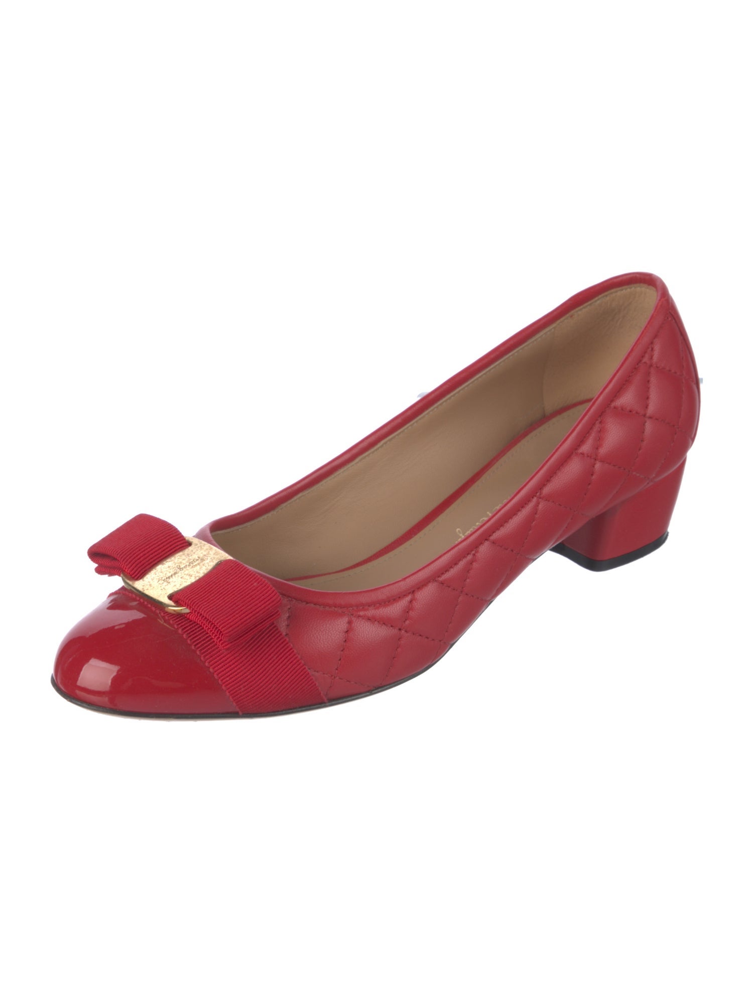 Salvatore Ferragamo Vara Bow Accent Leather Pumps