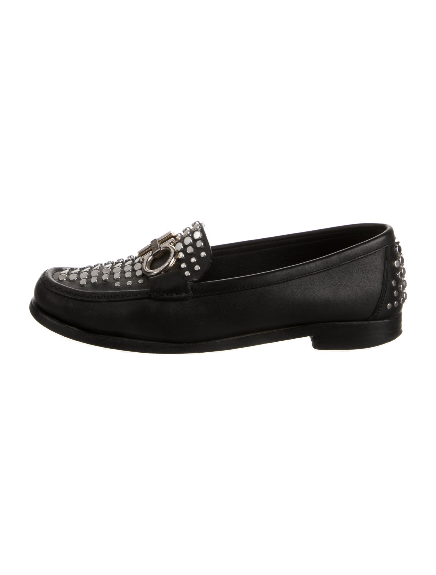 Salvatore Ferragamo Leather Studded Accents Loafers