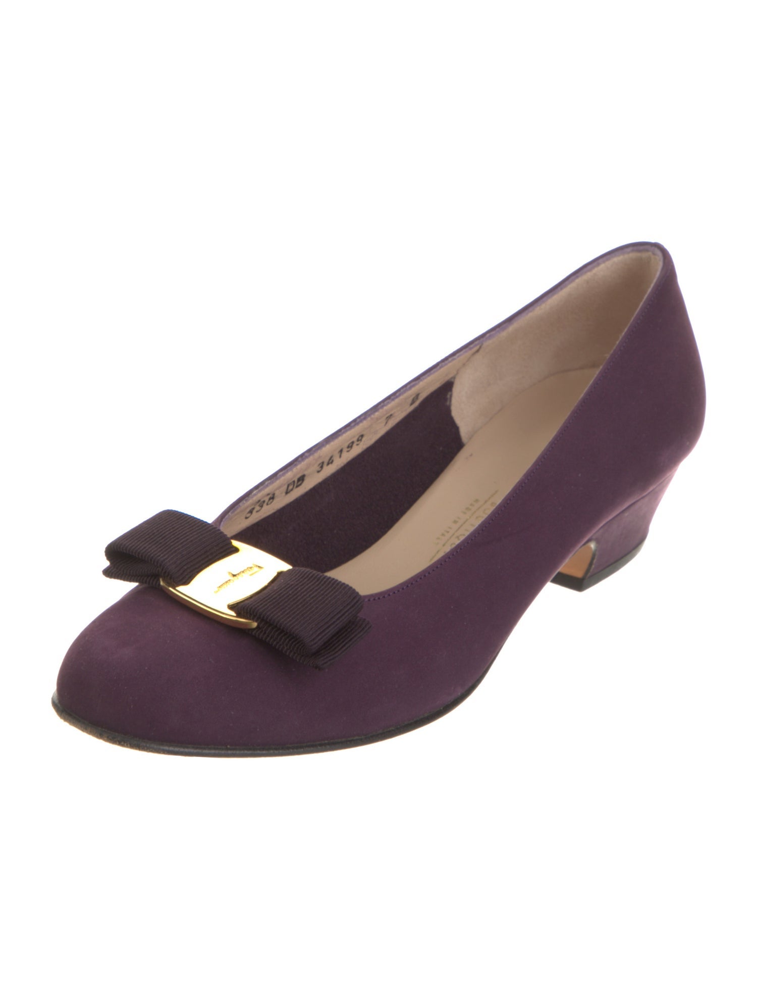 Salvatore Ferragamo Suede Bow Accents Pumps