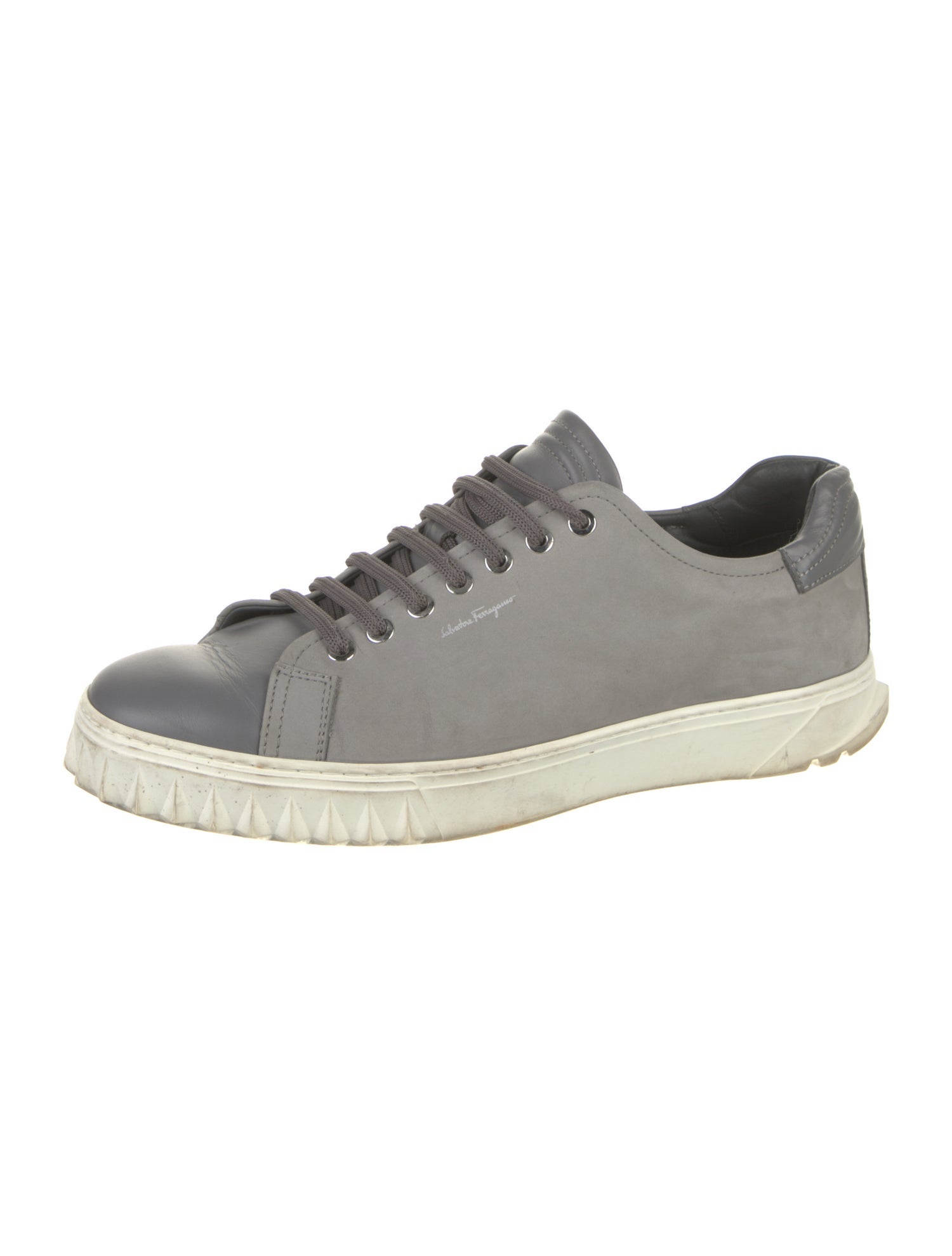 Salvatore Ferragamo Suede Leather Trim Embellishment Sneakers