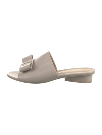 Salvatore Ferragamo Leather Bow Accents Slides