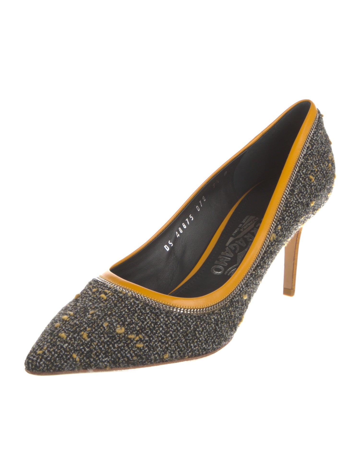 Salvatore Ferragamo Tweed Tweed Pattern Pumps w/ Tags