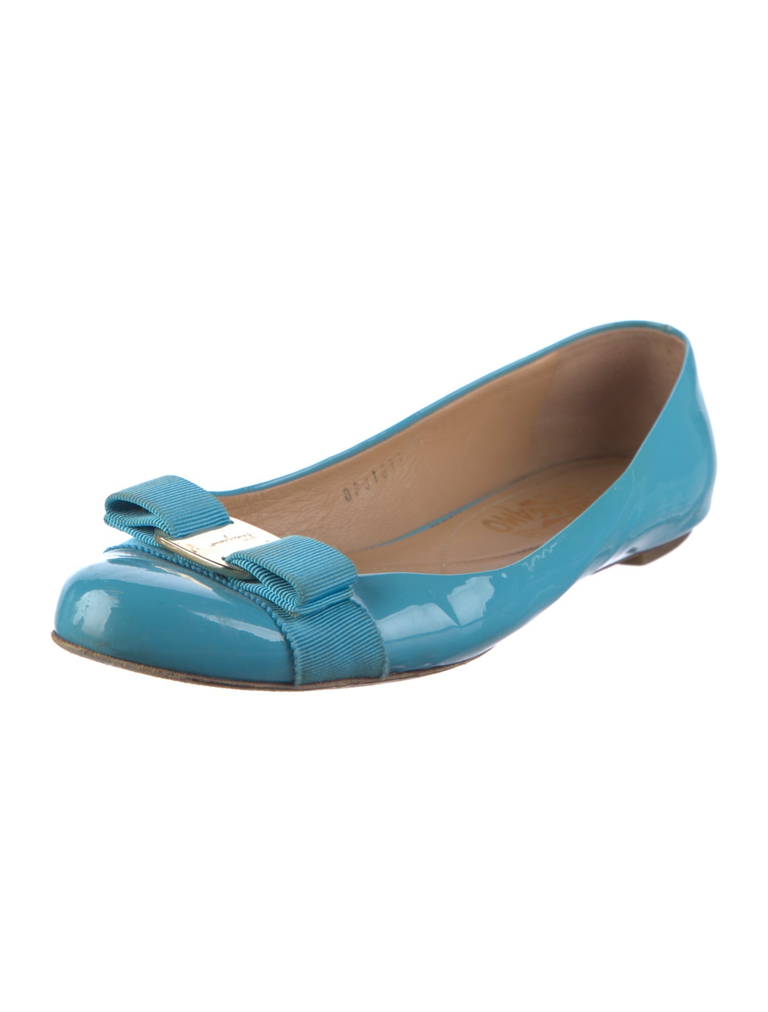 Salvatore Ferragamo Patent Leather Grosgrain Trim Flats