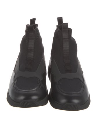 Salvatore Ferragamo Leather Trim Embellishment Sock Sneakers