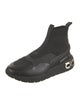 Salvatore Ferragamo Leather Trim Embellishment Sock Sneakers