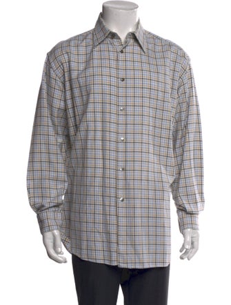 Salvatore Ferragamo Plaid Print Long Sleeve Dress Shirt