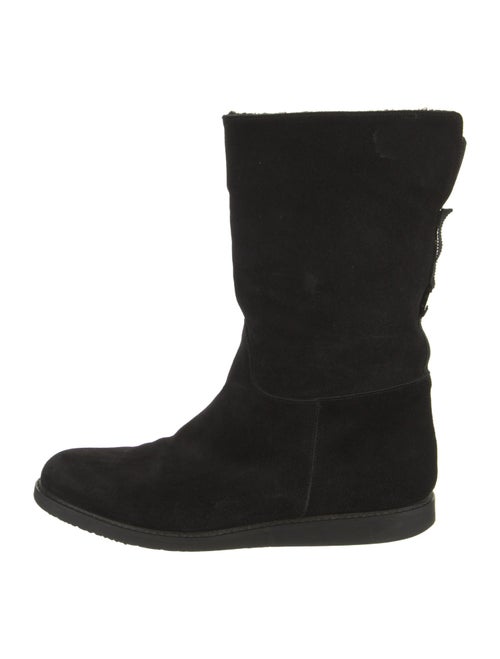 Salvatore Ferragamo Suede Fur Trim Boots