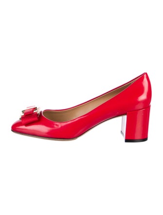 Salvatore Ferragamo Leather Bow Accents Pumps