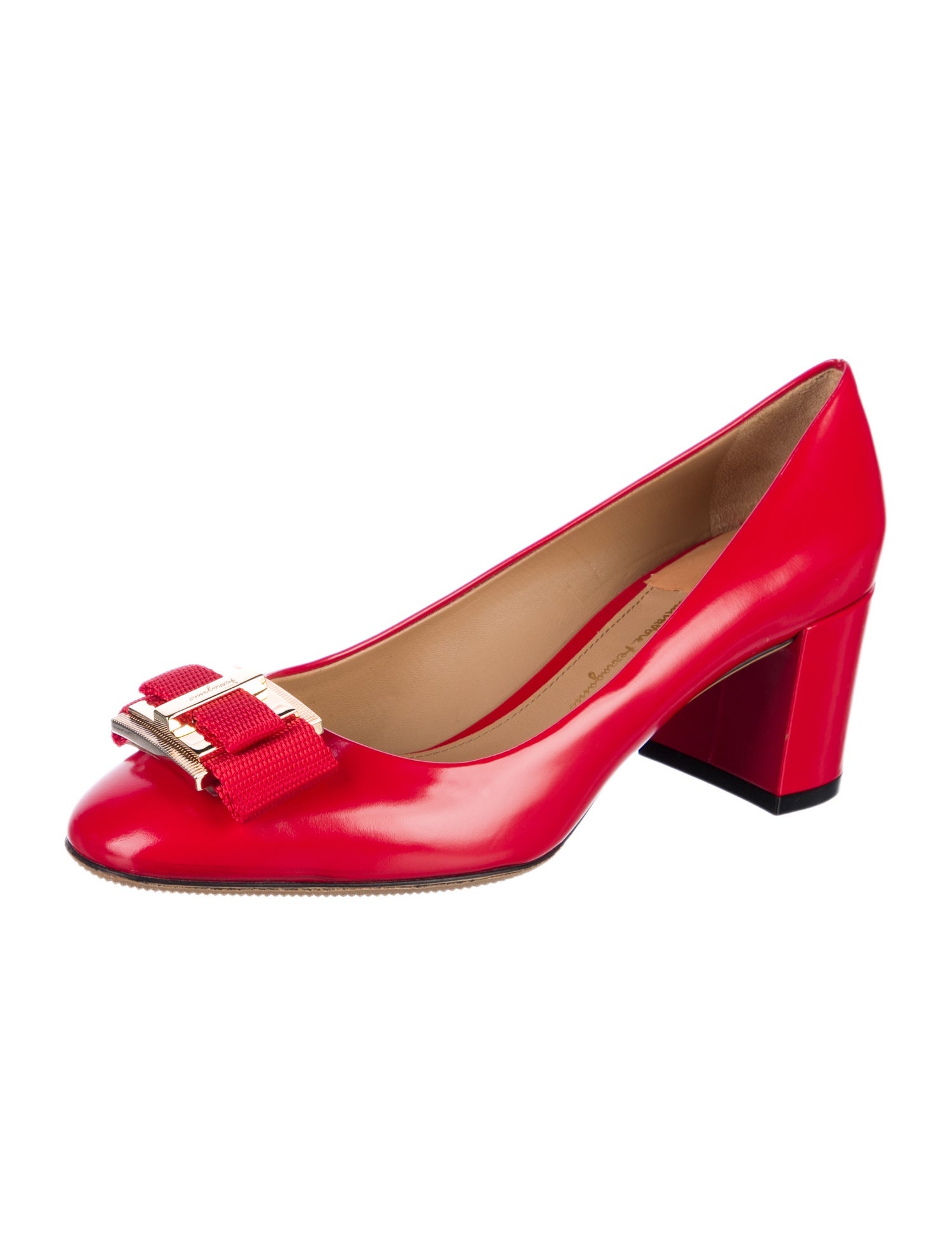 Salvatore Ferragamo Leather Bow Accents Pumps