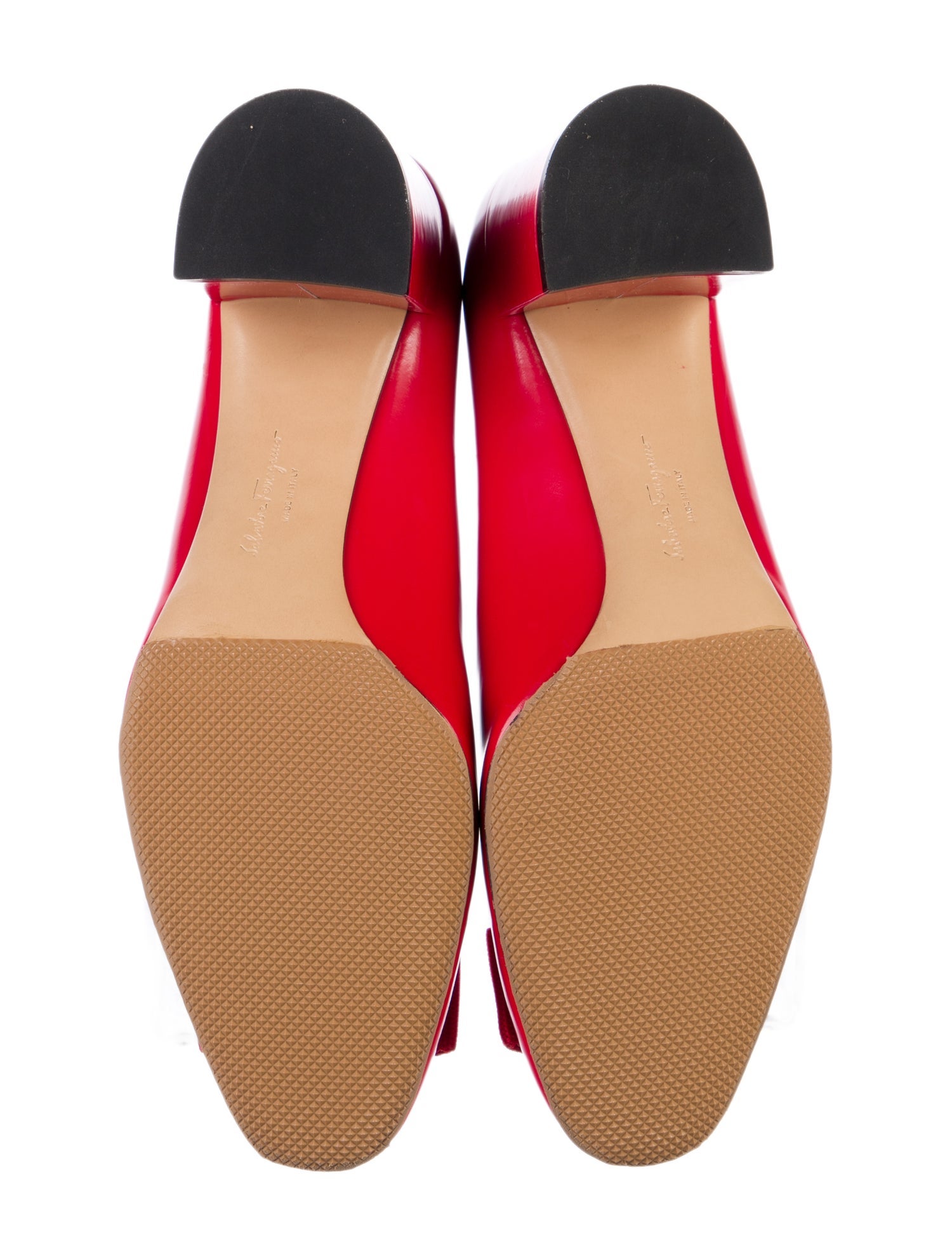 Salvatore Ferragamo Leather Bow Accents Pumps