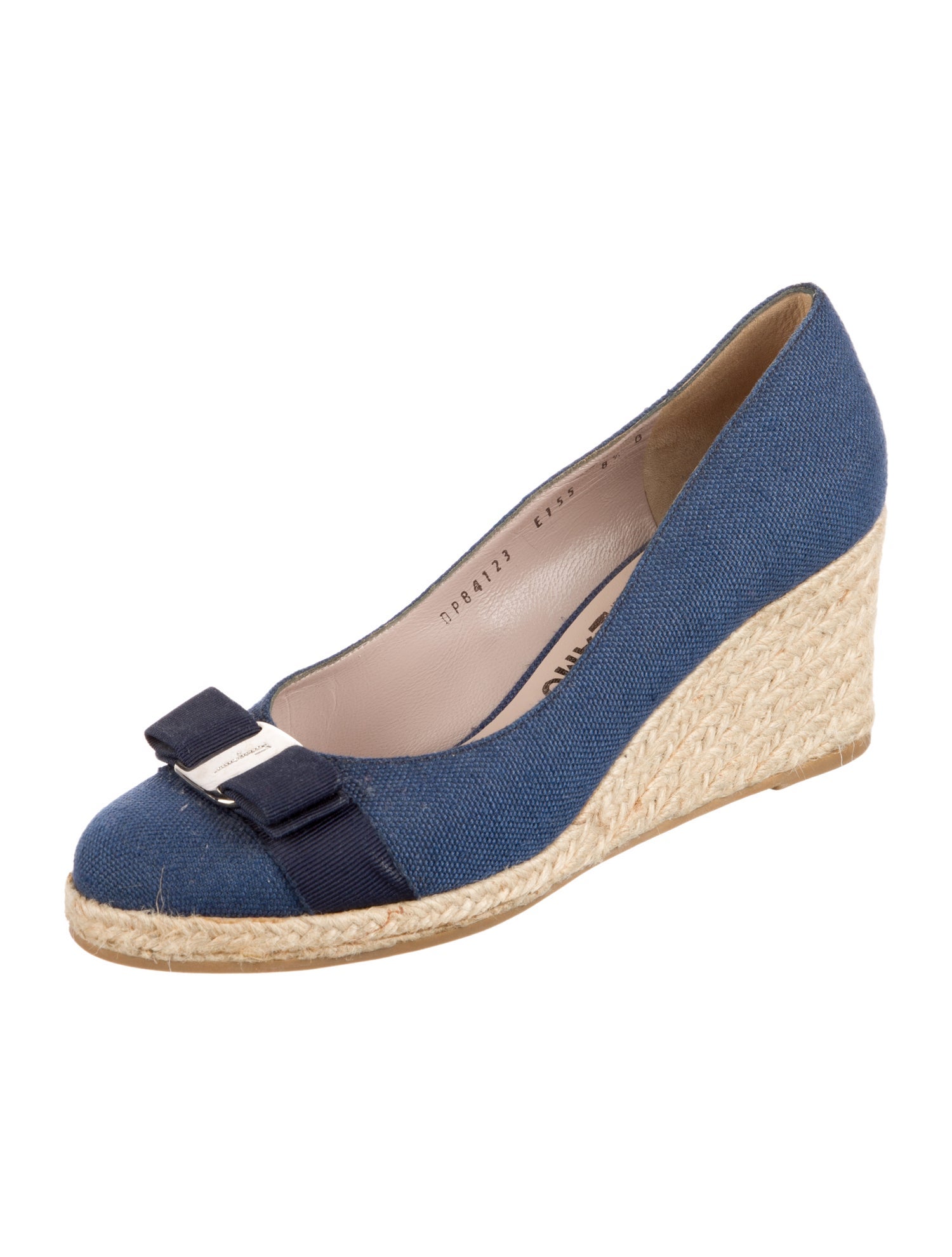 Salvatore Ferragamo Canvas Bow Accents Pumps