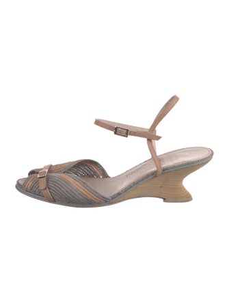 Salvatore Ferragamo Raffia Patterned Slingback Pumps