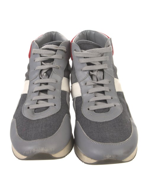 Salvatore Ferragamo Leather Colorblock Pattern Sneakers