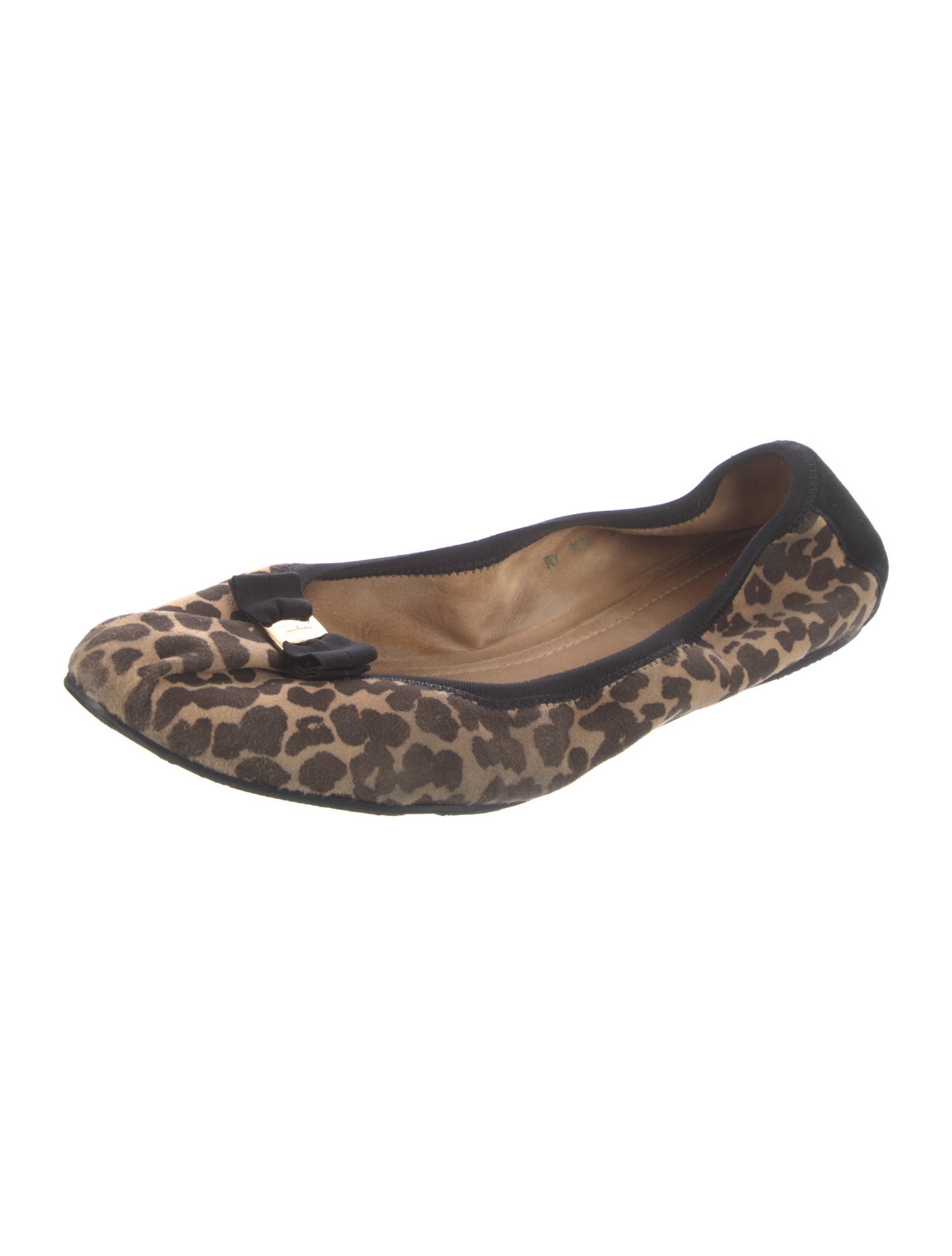 Salvatore Ferragamo Suede Animal Print Ballet Flats