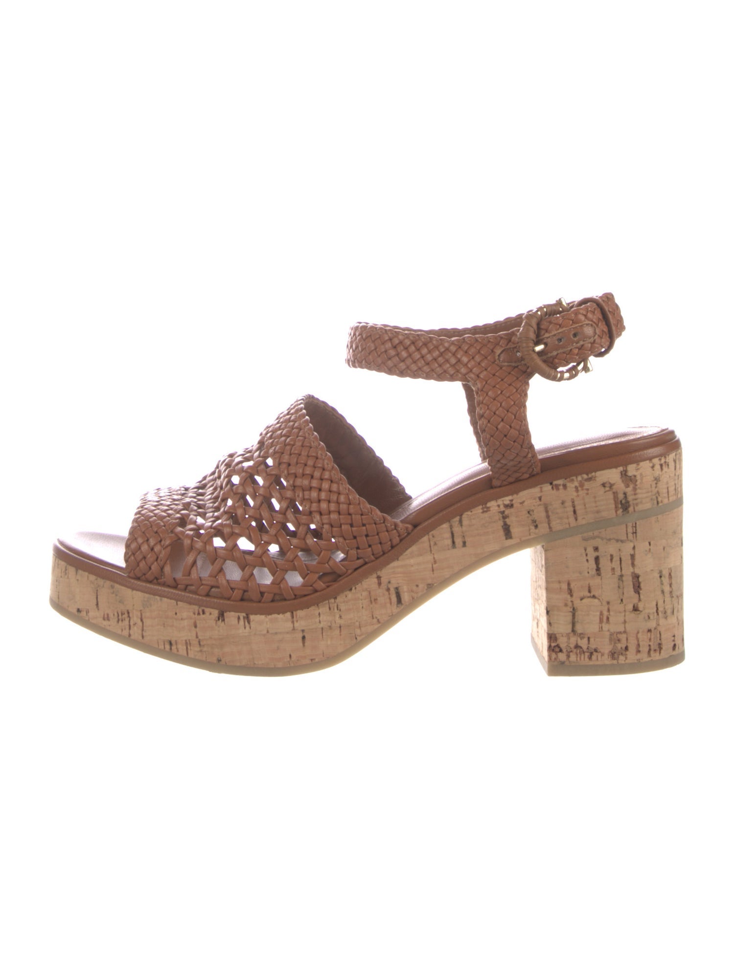 Salvatore Ferragamo Leather Braided Accents Slingback Sandals